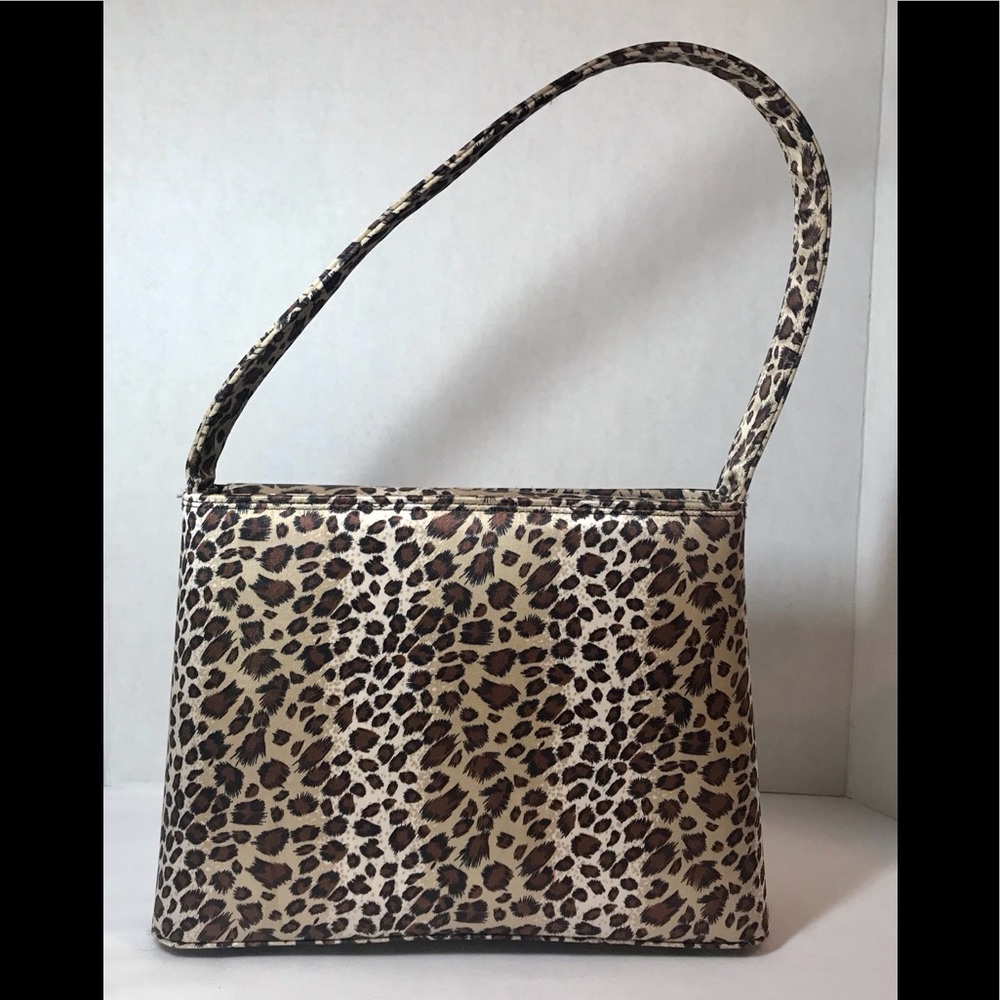 EUC Leopard Print Snap Close Handbag
